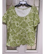 Jones New York Sport Women&#39;s Plus Size T Top Shirt Green Floral Size 2X - £6.72 GBP
