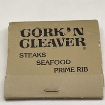 Vintage Matchbook Cover   Cork’ N Cleaver Restaurant Steaks Seafood Prim Rib gmg - £9.68 GBP
