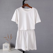 Blessyuki Cotton Sets Women 2022 Summer New Casual Two Pieces Short Sleeve Tops  - £70.39 GBP