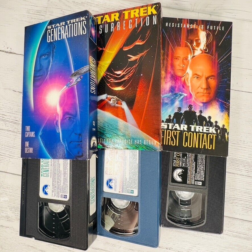 Star Trek VHS Generations Insurrection First Contact Patrick Stewart 3 T... - $24.99