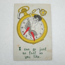 Antique 1910 Can Can Dancer Postcard Lady Red Stockings Fast As You Like RARE - £15.74 GBP