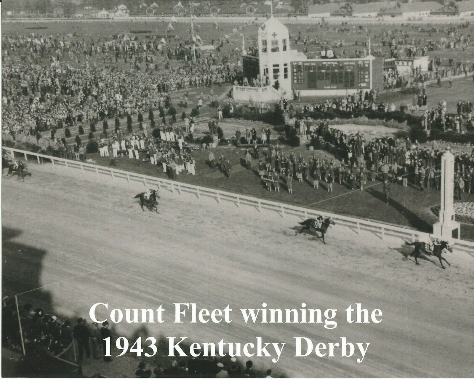 1943 COUNT FLEET winning the Kentucky Derby Overhead View 10" x 8" Horse Racing