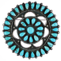 Vintage Large Zuni silver turquoise cluster pin c - £351.86 GBP