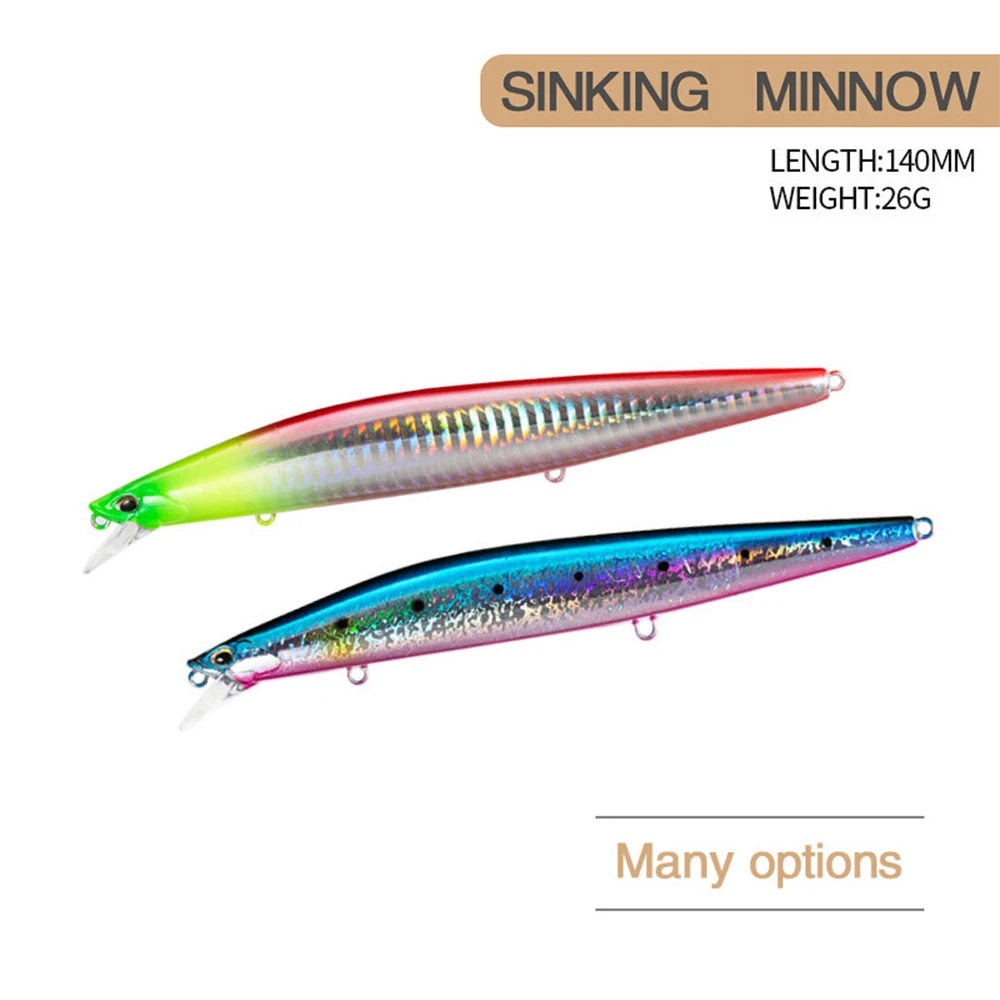 Sporting 14cm 26g Fishing Lure Minnow Wobbler Lure Long Cast Sinking Jerkbait Sw - £23.95 GBP