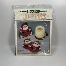 Bucilla &quot;Roly-Poly Santa&#39;s&quot; Christmas Plastic Canvas 6 Coasters and Holder Kit - £10.16 GBP