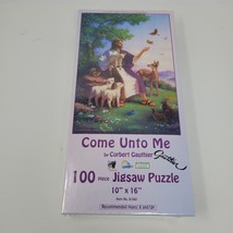 SunsOut 100pc Puzzle Come Unto Me Jesus Christian Bible Baby Animals Gau... - $11.74