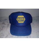 Vintage Napa Trucker Hat Blue Adjustable Snapback Cap Mesh Back Yellow Logo - $298.21 MXN
