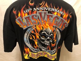 Las Vegas Mens 10th Anniversary Bikefest Shirt Sz XL Biker Flaming Skull... - £35.60 GBP