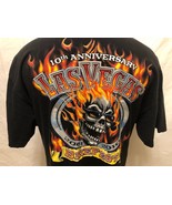 Las Vegas Mens 10th Anniversary Bikefest Shirt Sz XL Biker Flaming Skull... - £35.49 GBP