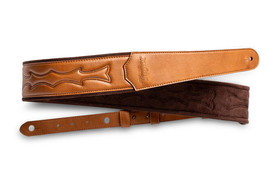 Taylor Vegan Leather Strap, Tan with Stitching, 2.75&quot; Embossed Logo - £78.35 GBP