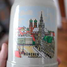 Vtg Munich Munchen Germany Marienplatz Stoneware Bier Beer Stein Mug .5 ... - £23.58 GBP