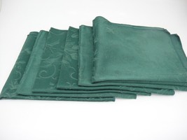 Green Damask Cloth Napkins Set of 6 Christmas Floral Holly Design 16x16&quot; - £11.09 GBP