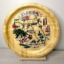 Vintage Handwoven Bamboo 13&quot; Tray Souvenir Florida Memorablilia - $14.84