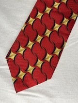 JZ Richards Nordstrom Repp Tie Red &amp; Gold Design All Silk USA Made - $186.21 MXN