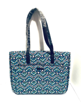 VERA BRADLEY Brown Turquoise Leather Trimmed &quot;Rain Forest&quot; COMMUTER TOTE... - $74.25