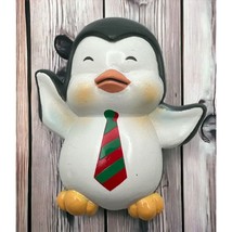 Happy Penguin Refrigerator Magnet Vintage Christmas Decor Wearing Tie - $9.97