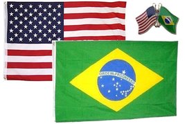 K&#39;s Novelties Wholesale Combo USA &amp; Brazil Country 3x5 3x5 Flag &amp; Friendship C - £7.89 GBP