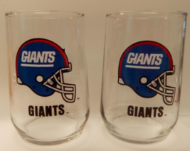 NY Giants 2 Novelty Drinking Glasses 1970s 1980s Excellent Condition Ori... - $10.50