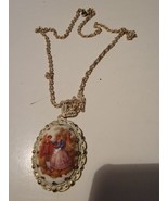 Vintage WEST GERMANY Filigree Necklace Victorian Pendant Antique  - £73.22 GBP