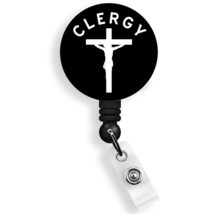 Clergy Pastor Badge ID Reel Retractable Name Card Badge Holder with Alligator Cl - £9.18 GBP
