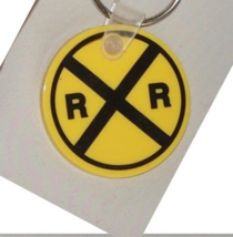 Round yellow railroad sign Keychain Texas Operation Lifesaver  - £5.46 GBP