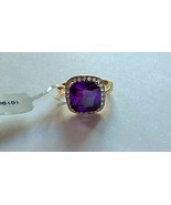 925 Solid Sterling Silver Pink Sapphire Gold Plated Ring  - $15.90