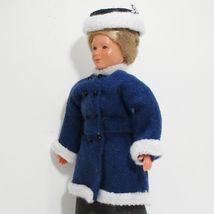 Victorian Lady Doll Blue Coat -Fur- Trim 11 1350 Caco Woman Dollhouse Miniature - £30.31 GBP