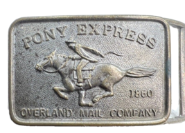 Vintage Pony Express OverLand Mail Company Belt Buckle 2.5 In X 1.75 - £23.91 GBP