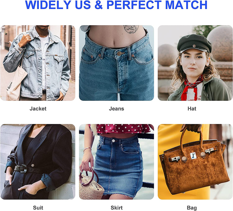 12 Sets Adjustable Buttons for Jeans, 20Mm No Sew Instant Metal Buttons, Removab Item image 7