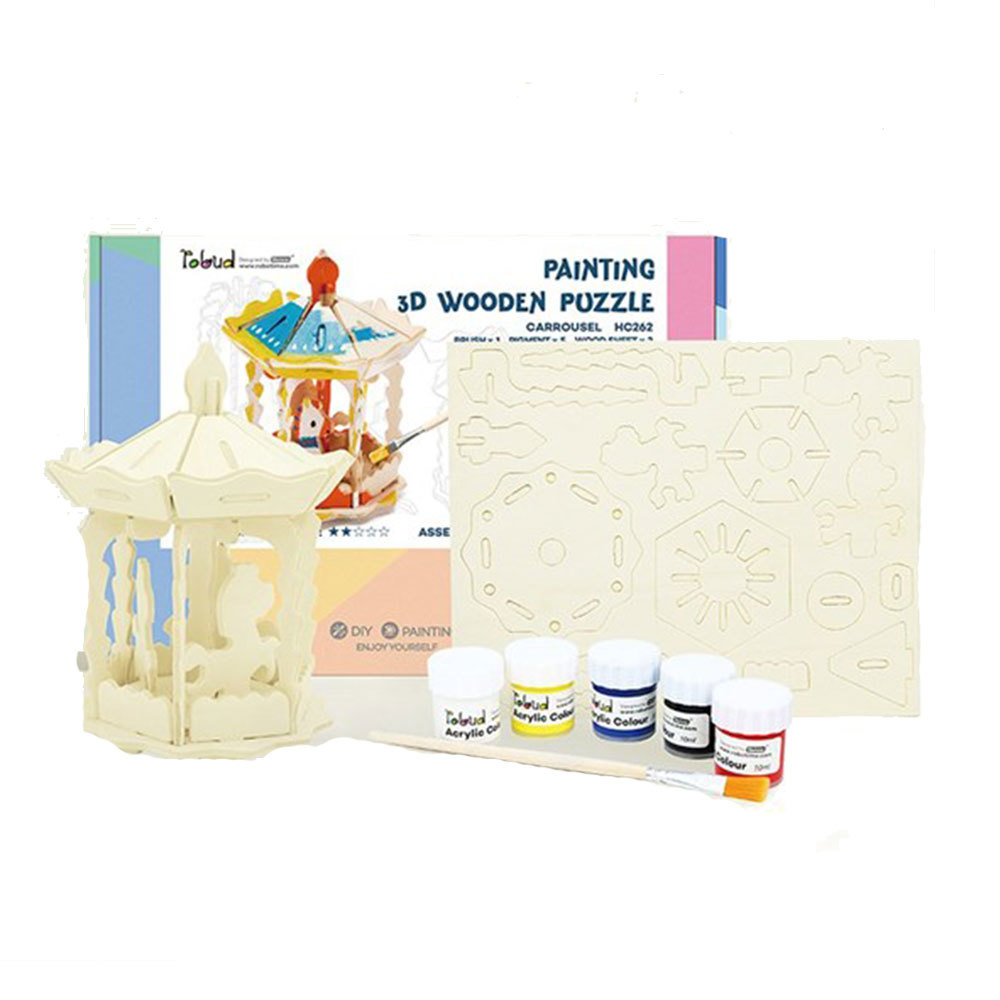 DIY 3D Wooden Carousel Puzzle - $25.64