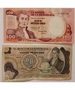 Two Banknotes from El Banco de la Republica, $20, $100 withdrawn, circul... - $149.84 MXN