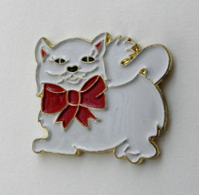 Kitty Cat Cute With Bow White Lapel Pin Badge 1 Inch - £4.27 GBP