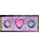 Lilly Pulitzer 3 Ornament Set Heart to Heart Pink Gernadine Herring Rumo... - £28.27 GBP
