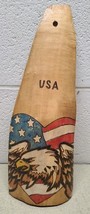 Patriotic USA Flag Eagle Wood Wall Plaque 5X15&quot; Carved Painted Art BEAUT... - $49.89