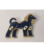 Vintage Blue Enameled Stylised Afghan Hound Brooch - $555.68 MXN