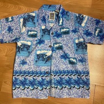 Ocean Current Vntg Original Hawaiian Button Down Shirt Youth Xl Blue Surfer - £10.28 GBP