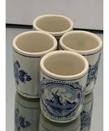 VINTAGE LOT OF 4 DELFT HOLLAND SHOT GLASSES CUPS VANDERMINT LIQUOR ADVER... - £11.95 GBP