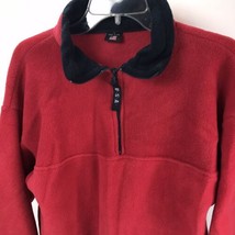 Vintage 1/4 Zip Fleece Pullover Soft Jacket USA Patriotic Red Size M unisex - £14.00 GBP