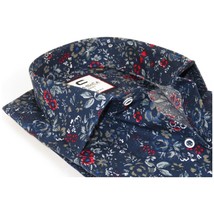 Men's Shirt By CASILA Turkey Cotton Blend Long Sleeves 501660-01 navy Floral image 2