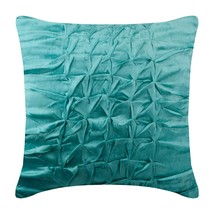 Blue Textured Knotted 16&quot;x16&quot; Velvet Pillows Cover, Turquoise Knots - £31.75 GBP+