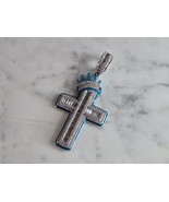 Vintage Estate Sterling Silver Religious CZ Cross Pendant 12.3g E7749 - €68,55 EUR