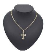 18k Layered Real Gold Filled Icedcut Cross Pendant with 24 Inches Necklace - $20.51 CAD