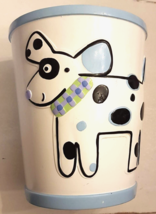 Jenny Jeff Designs Cat Dog Dalmatian Best Friends Wastebasket Ceramic Trash Can - $24.68