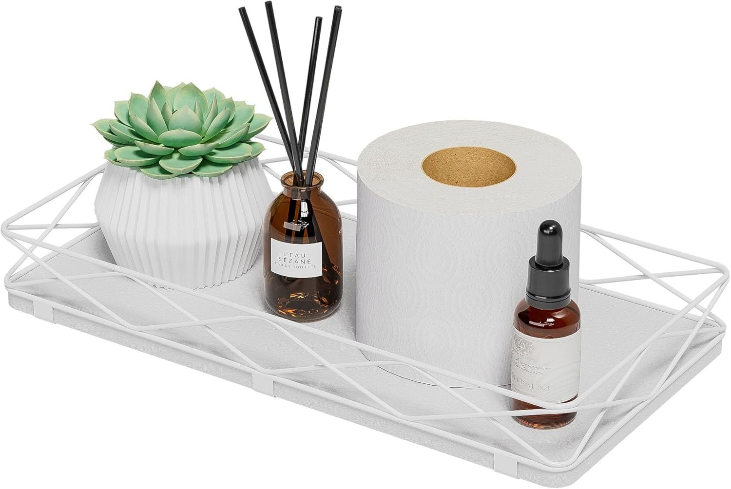 Toilet Paper Basket Holder, 13&quot; Bathroom Tray Countertop, Wood And Metal... - $38.99