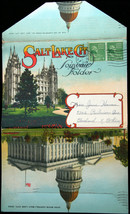 Vntg Color Litho Post Card fold-out Salt Lake City Souvenir Folder Posted - £4.15 GBP