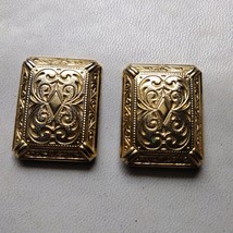 Vintage Bluette Stamped Gold Tone Clip On Earrings Made in France - £15.57 GBP