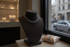 Vintage Signed Lisner Smoke Rhinestone Bracelet &amp; Matching Necklace - $1,019.75 MXN