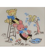 VINTAGE Salem China TEDDY BEARS ON SLIDE Child Plate SALEM OHIO - MADE I... - $27.12 CAD