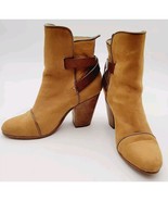 Rag &amp; Bone Carmel Brown Leather KINSEY Buckle Heel Bootie EUR 38 US 8 - $59.99