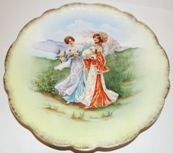 BEAUTIFUL VINTAGE BAVARIA PORCELAIN PORTRAIT LADIES FLOWERS SHEEP 9&quot; PLATE - £34.39 GBP